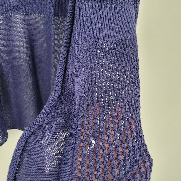 Nic+Zoe Linen Viscose Mesh Cardigan Open Front 3/4 Sleeve Knit Blue Size S - Picture 8 of 14